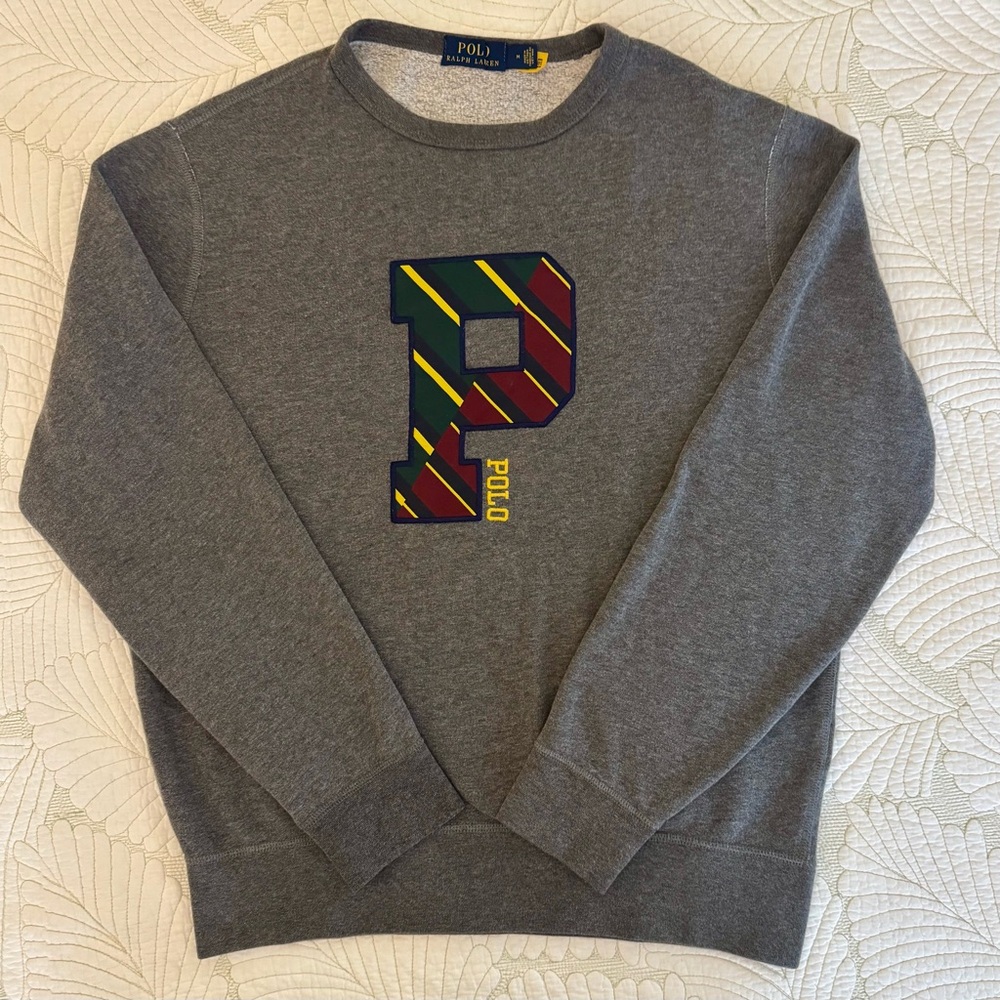Polo Fleece Letterman Sweatshirt- Size M - Picture 2 of 10